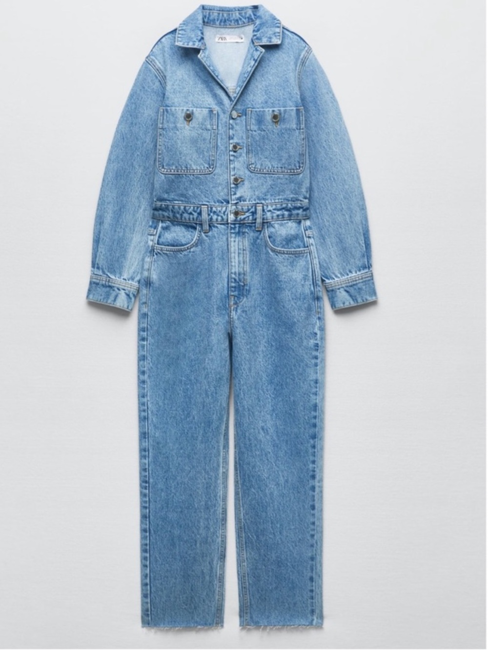 Zara Light Blue Denim Jumpsuit